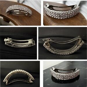 Elegant vintage Silver rhinestone Hair Clip